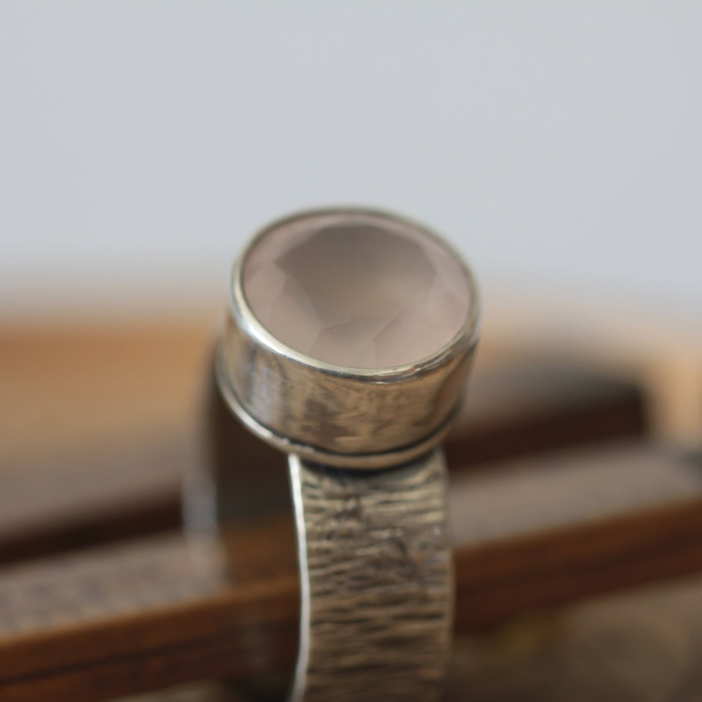 Grande Pink Agate Sterling Silver Ring size 8