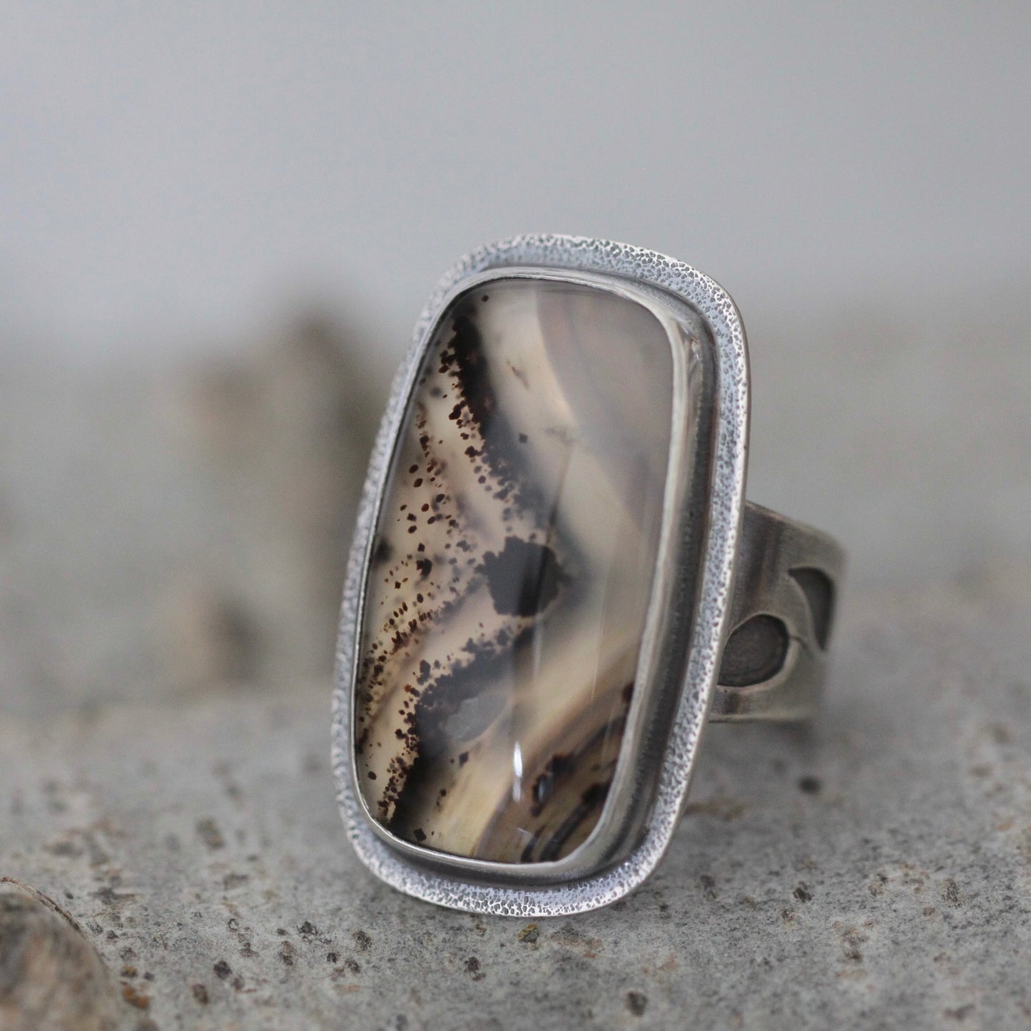Montana Agate Sterling Silver Ring Sz 8.5-9 Free Shipping