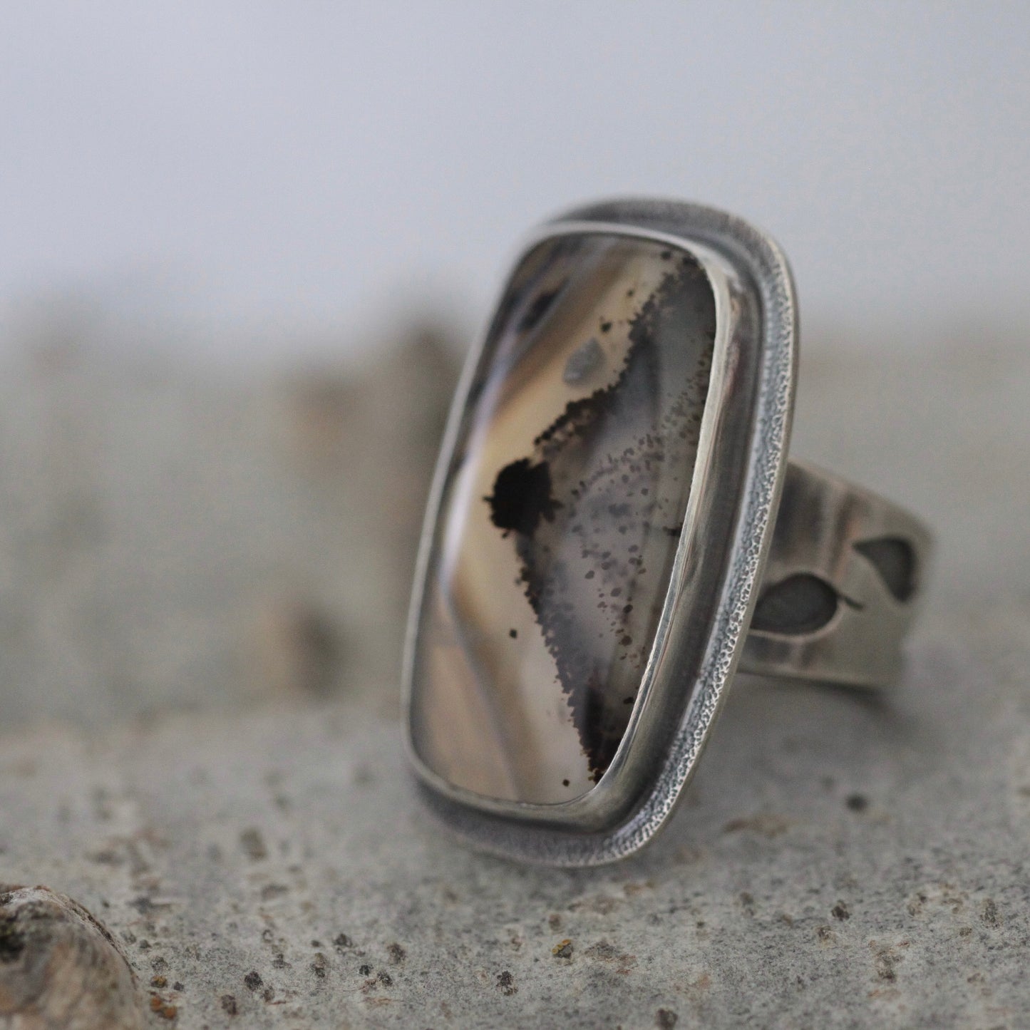 Montana Agate Sterling Silver Ring Sz 8.5-9 Free Shipping