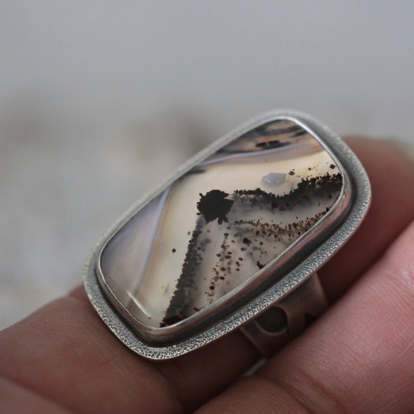 Montana Agate Sterling Silver Ring Sz 8.5-9 Free Shipping
