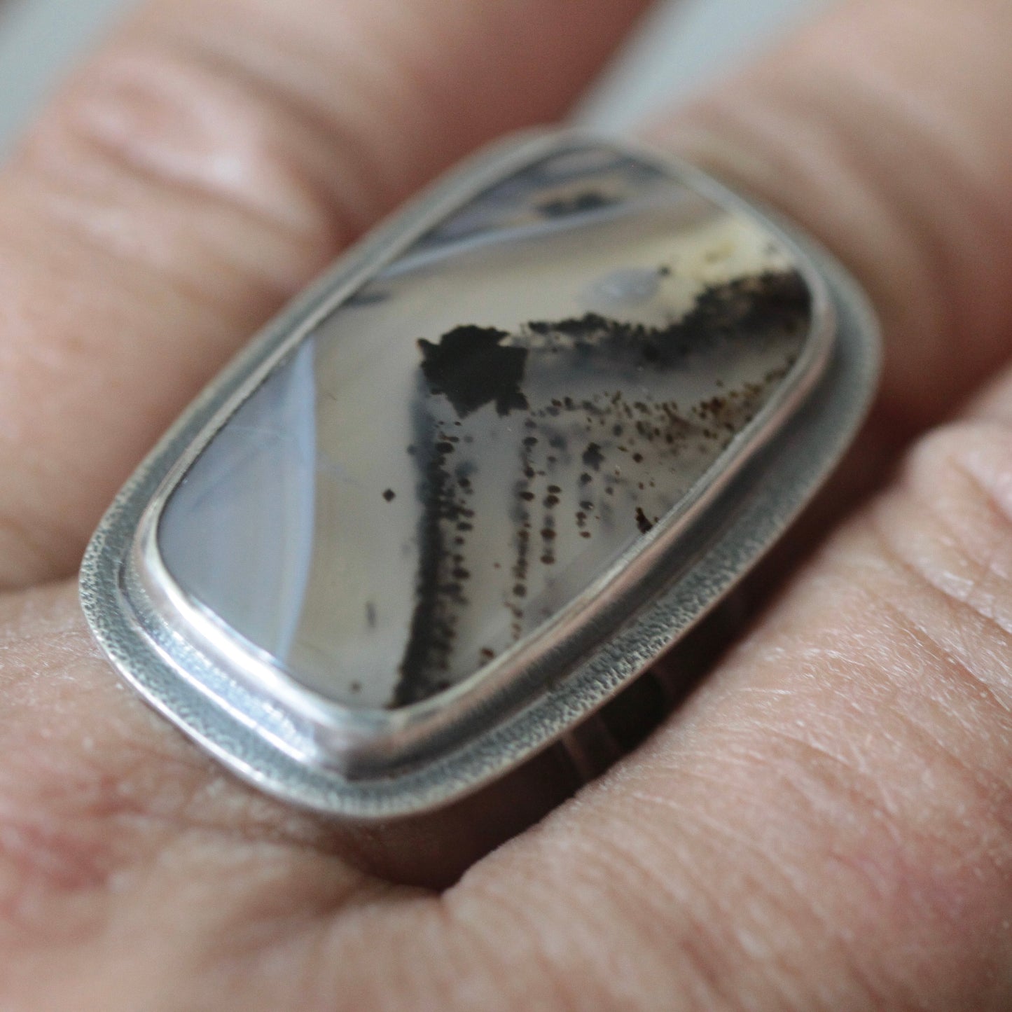 Montana Agate Sterling Silver Ring Sz 8.5-9 Free Shipping