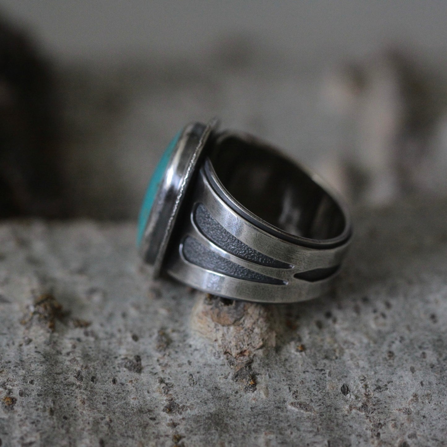 Peruvian Blue Opal Sterling Silver Ring US Size 8.5-9