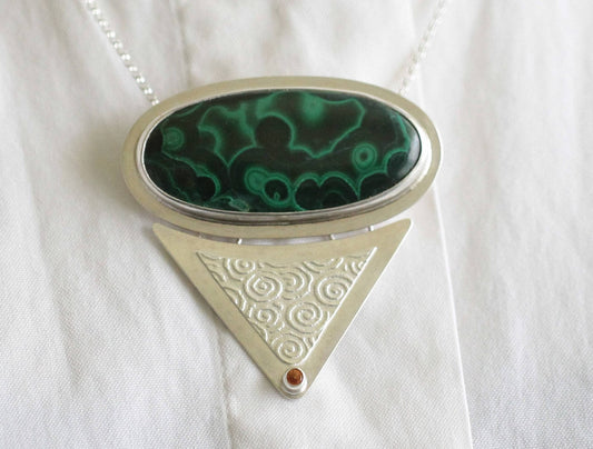 Malachite Sapphire Pendant with Spiral Rollprint