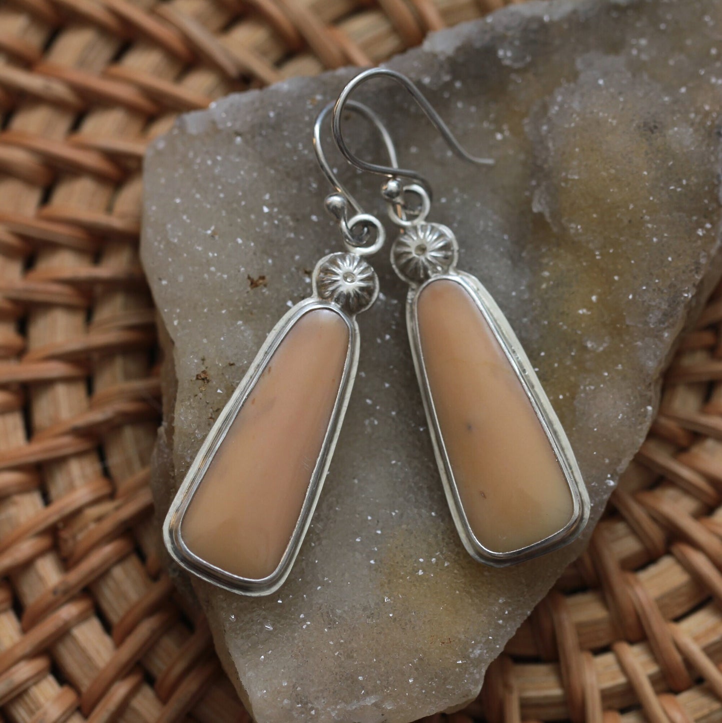 Peach Carnelian Sterling Silver Dangle Earrings OOAK Gift for Her