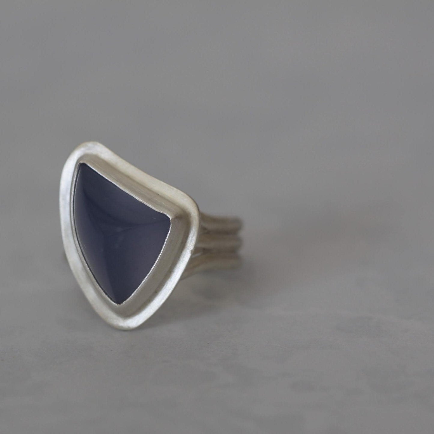 Unique Modern Namibian Chalcedony Ring Sterling Silver Fancy Cut Size 9