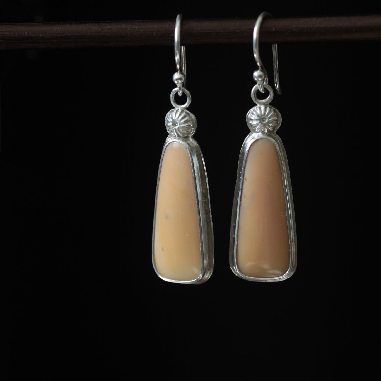 Peach Carnelian Sterling Silver Dangle Earrings OOAK Gift for Her