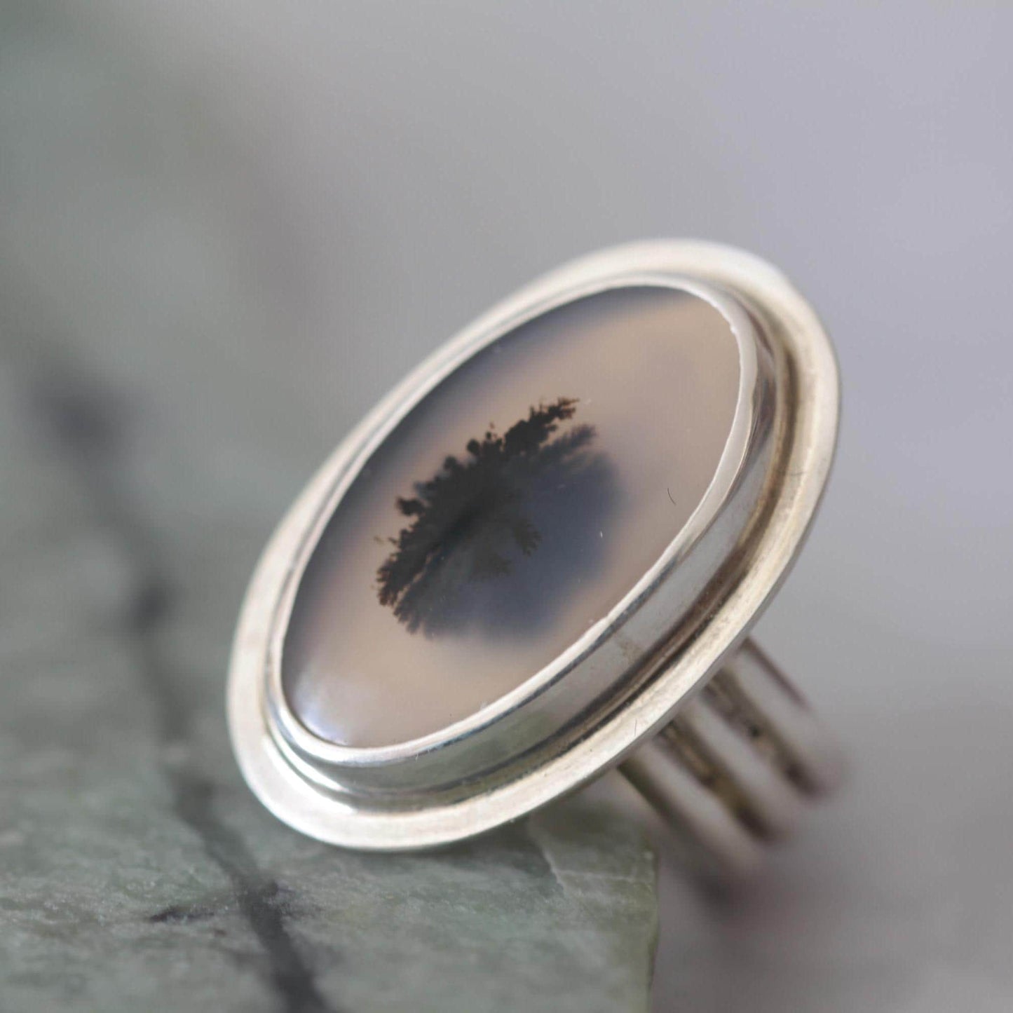 Montana Moss Yellowstone Agate Sterling Silver Ring size 6