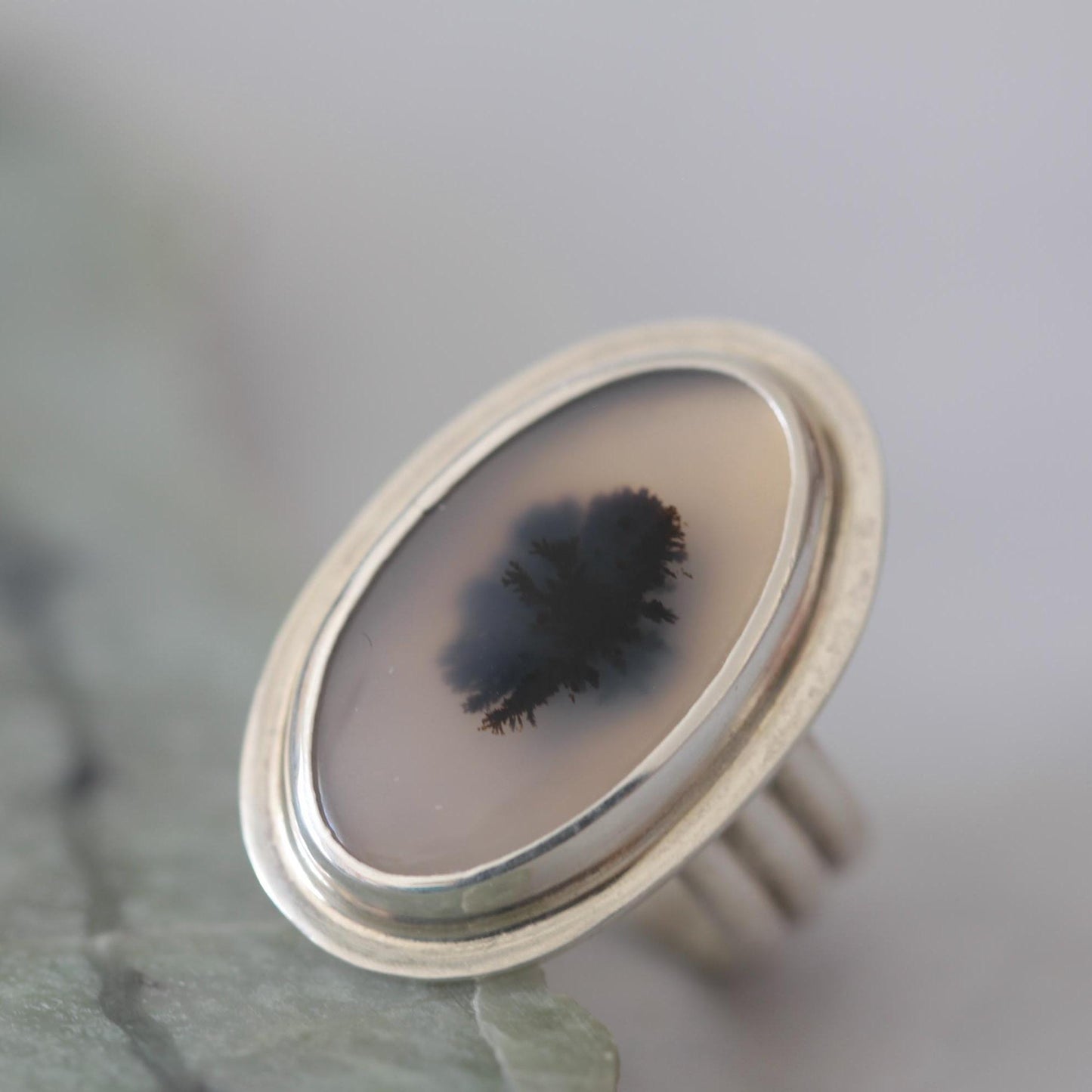 Montana Moss Yellowstone Agate Sterling Silver Ring size 6