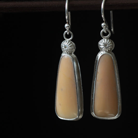 Peach Carnelian Sterling Silver Dangle Earrings OOAK Gift for Her