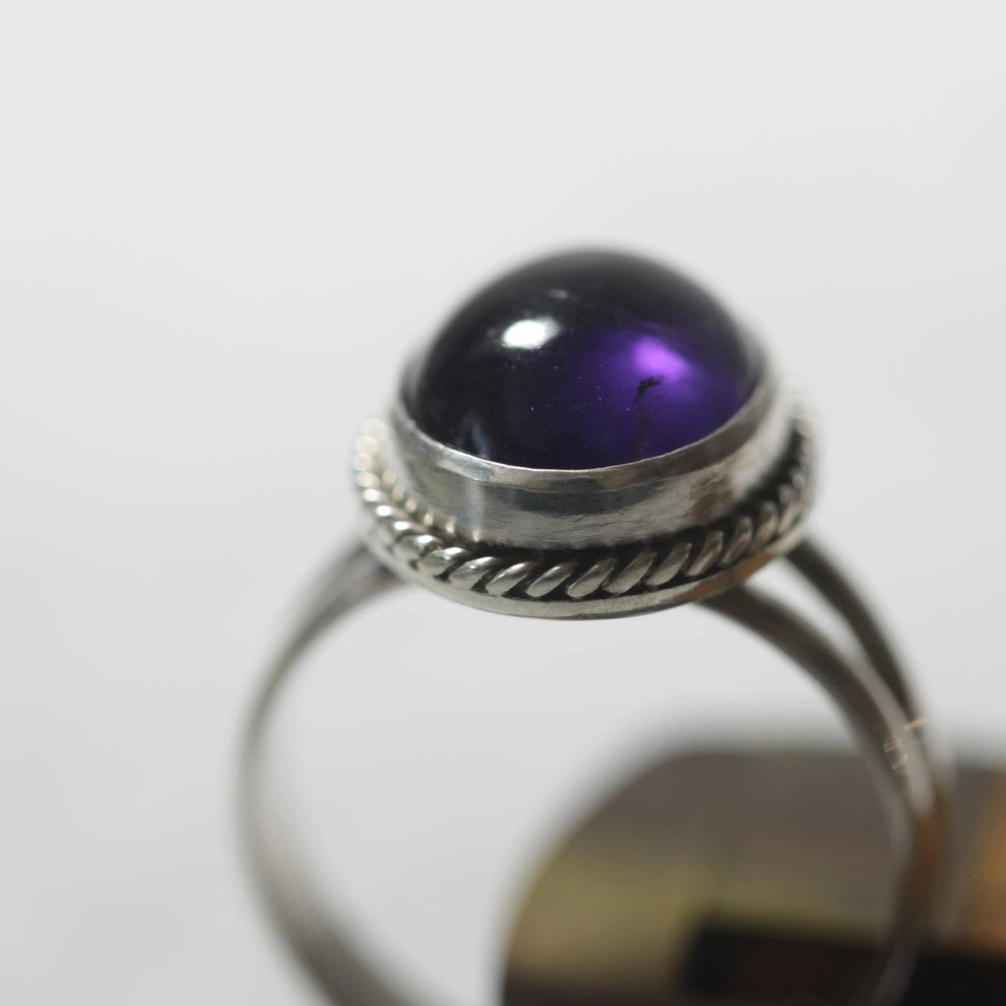 Oval Amethyst Classically Set Sterling Silver Ring size 7.5