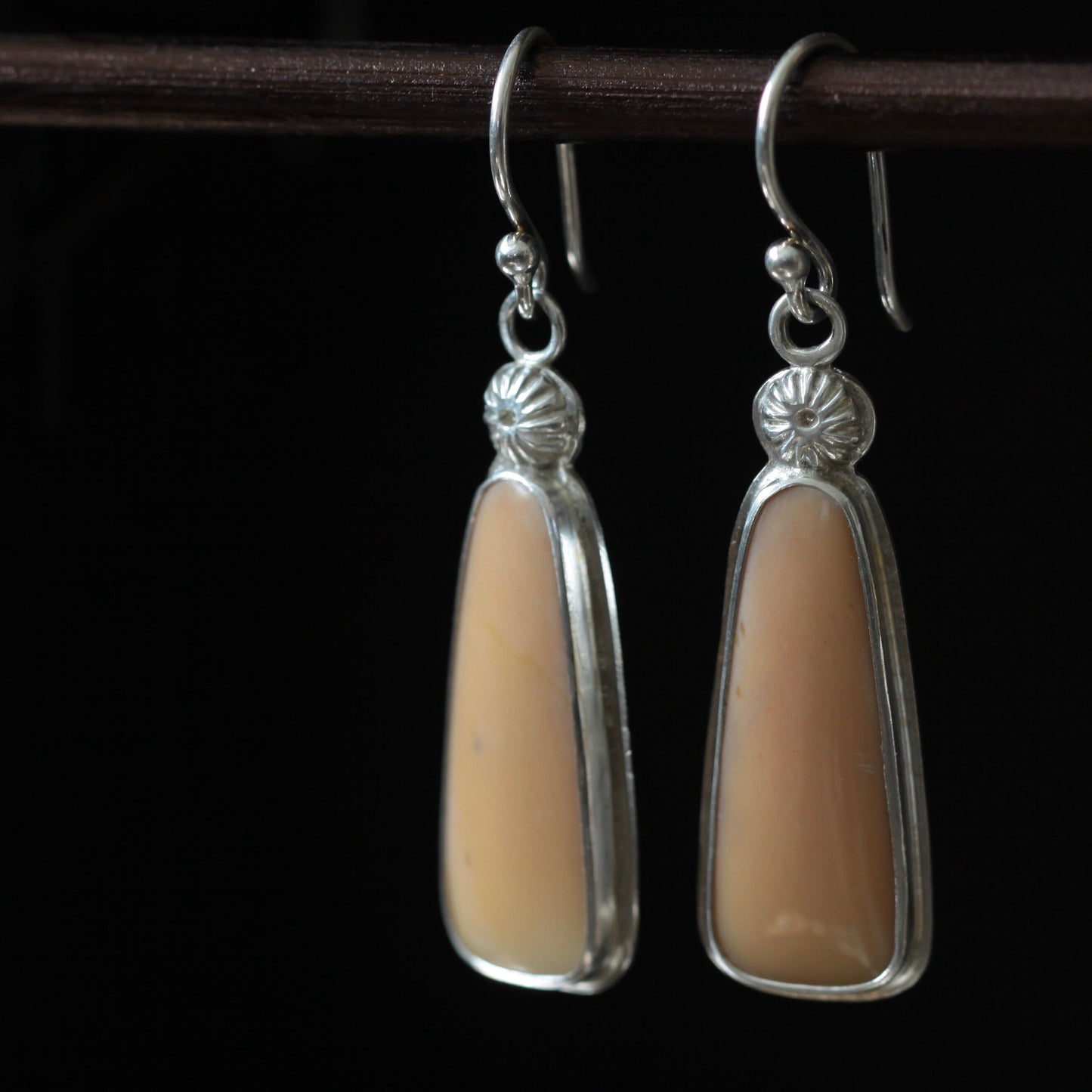 Peach Carnelian Sterling Silver Dangle Earrings OOAK Gift for Her