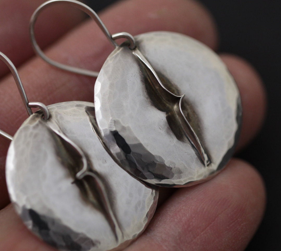 Pinch Fold Formed Sterling Silver Dome Earrings