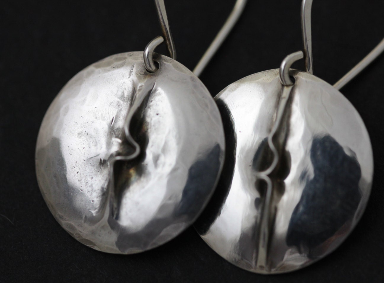 Pinch Fold Formed Sterling Silver Dome Earrings