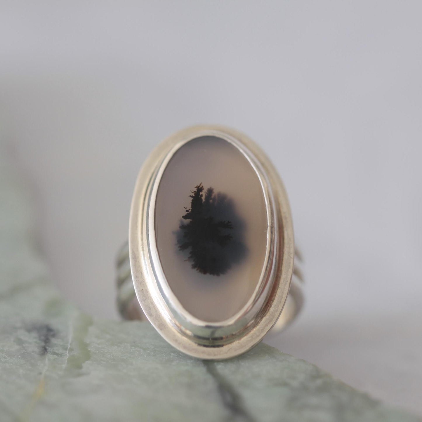 Montana Moss Yellowstone Agate Sterling Silver Ring size 6