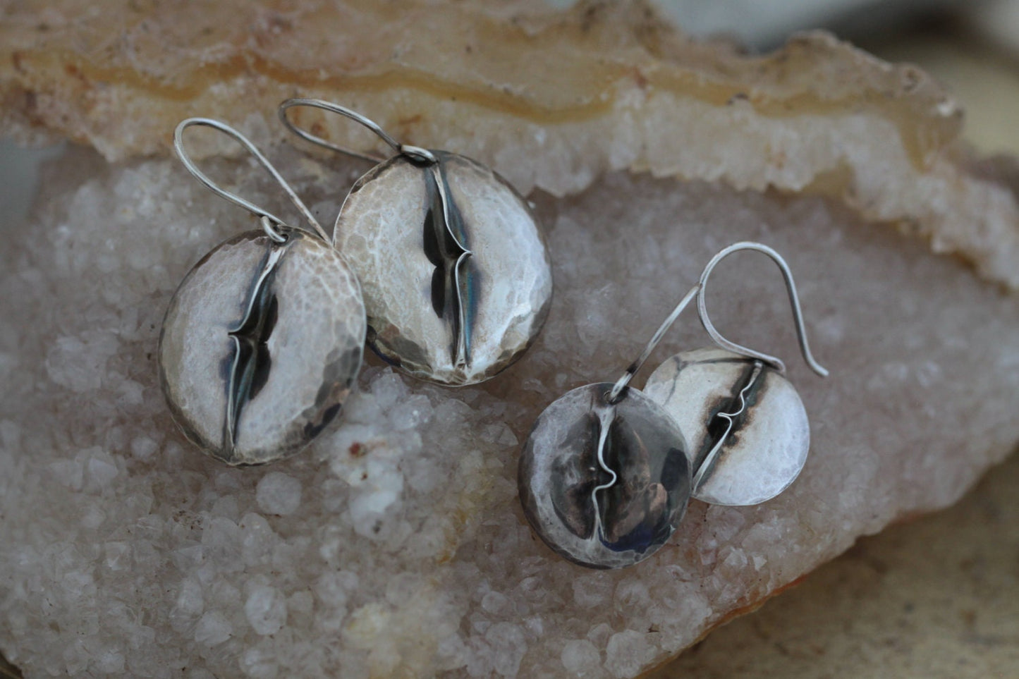 Pinch Fold Formed Sterling Silver Dome Earrings