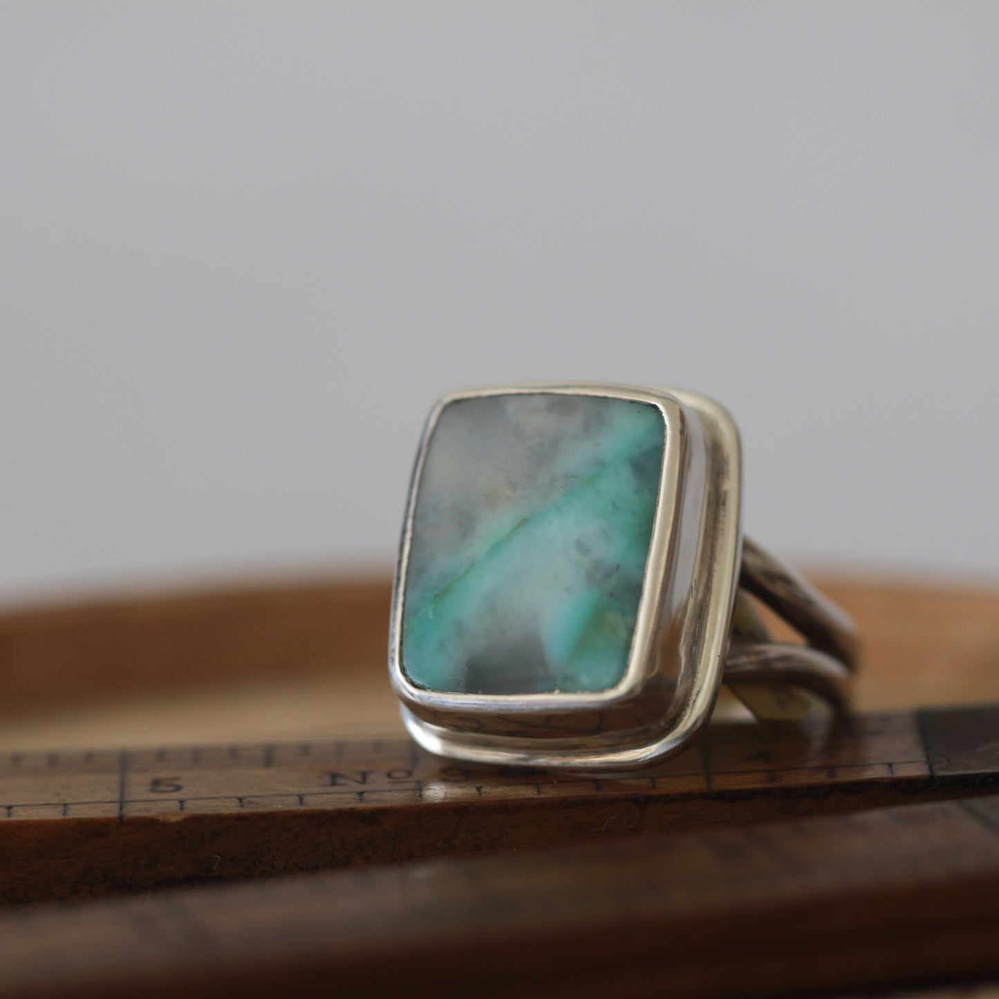 Chrysocolla in Agate Sterling Silver Ring size 6.5