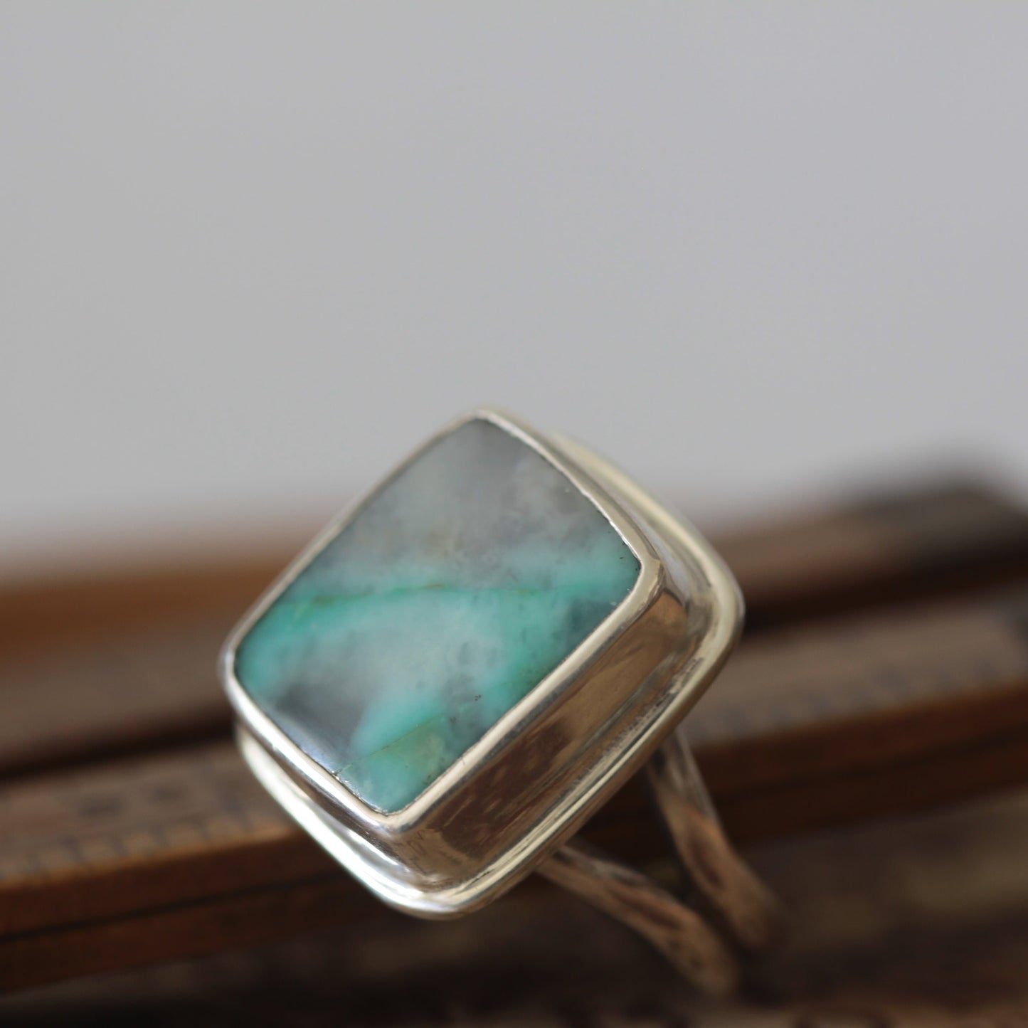 Chrysocolla in Agate Sterling Silver Ring size 6.5