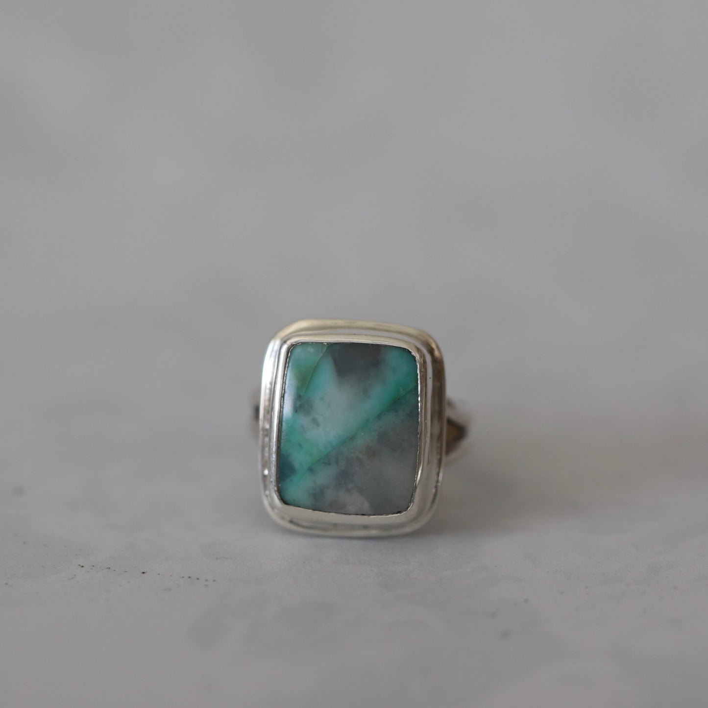 Chrysocolla in Agate Sterling Silver Ring size 6.5