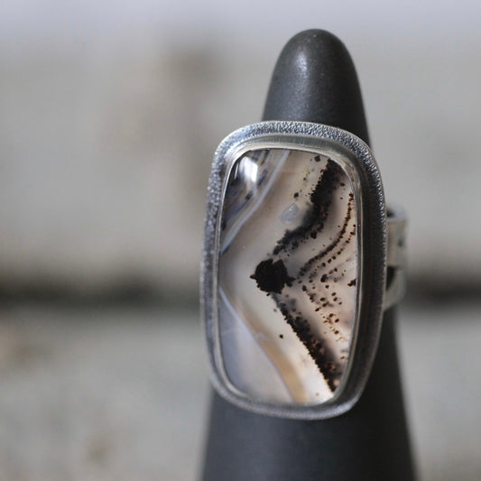 Montana Agate Sterling Silver Ring Sz 8.5-9 Free Shipping