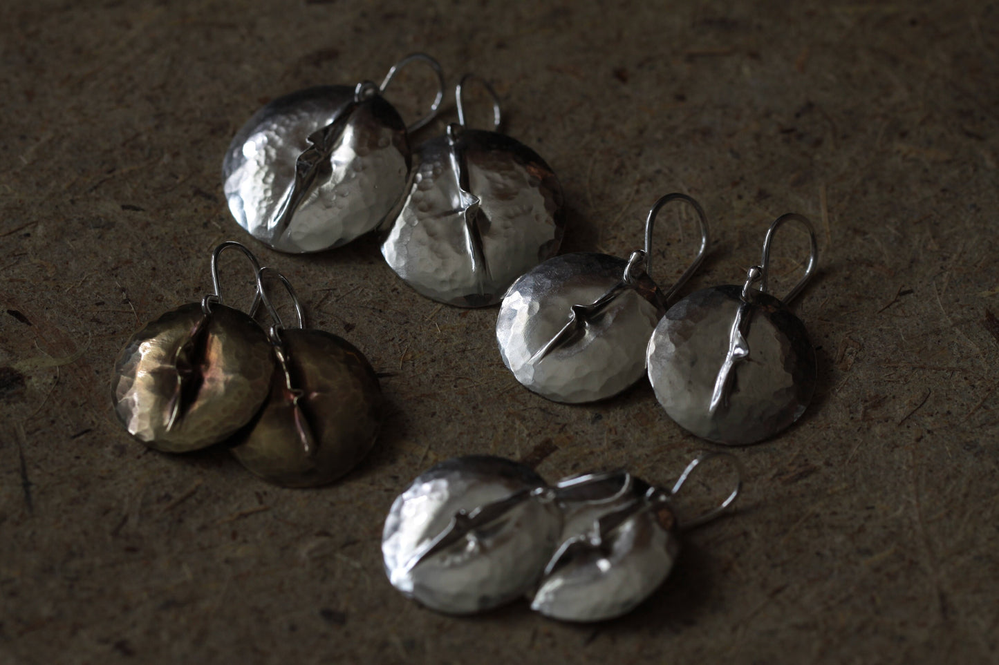 Pinch Fold Formed Sterling Silver Dome Earrings