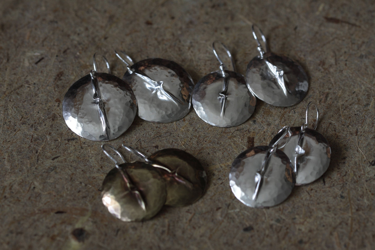 Pinch Fold Formed Sterling Silver Dome Earrings