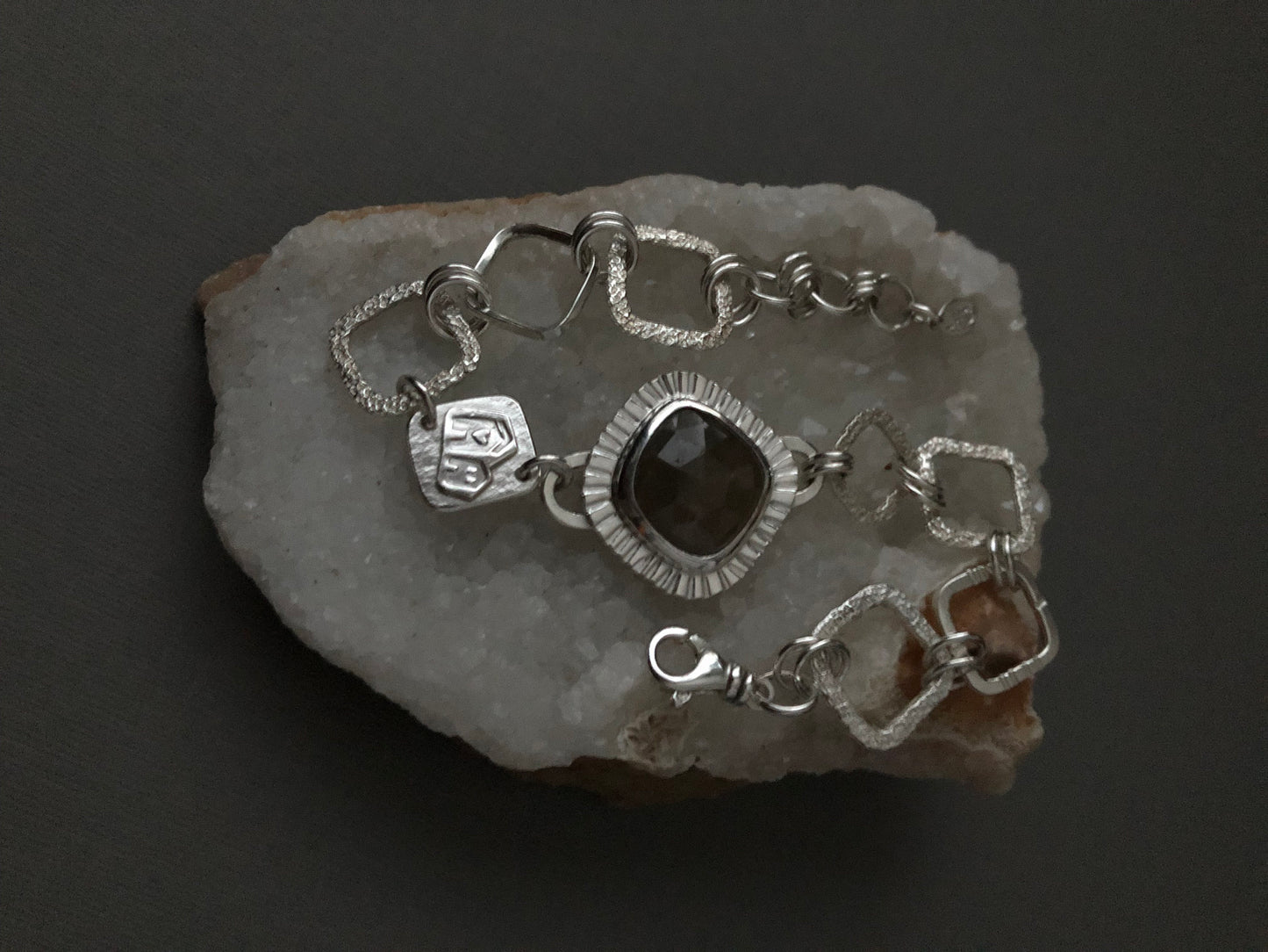 Tiny Houses Rosy Brown Sapphire Sterling Link Adjustable Bracelet